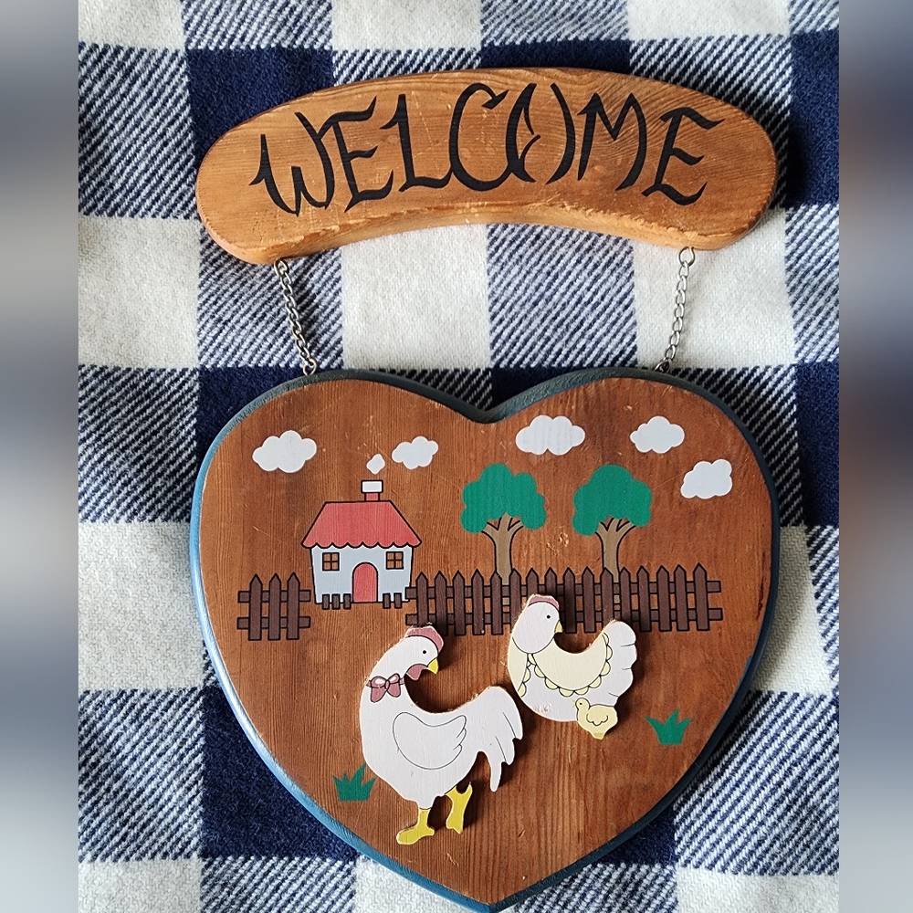 Vintage painted Chicken Welcome Sign